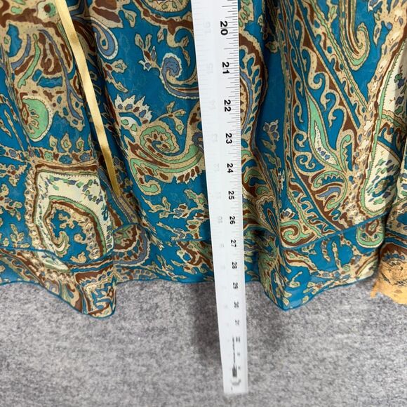 New Zoey Beth Blouse Women 2X Plus Blue Paisley V-Neck Tasseled Long Sleeve - Picture 6 of 7